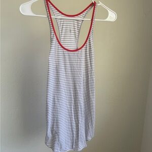 Lululemon Striped Racerback Tank Top with Red Trim
